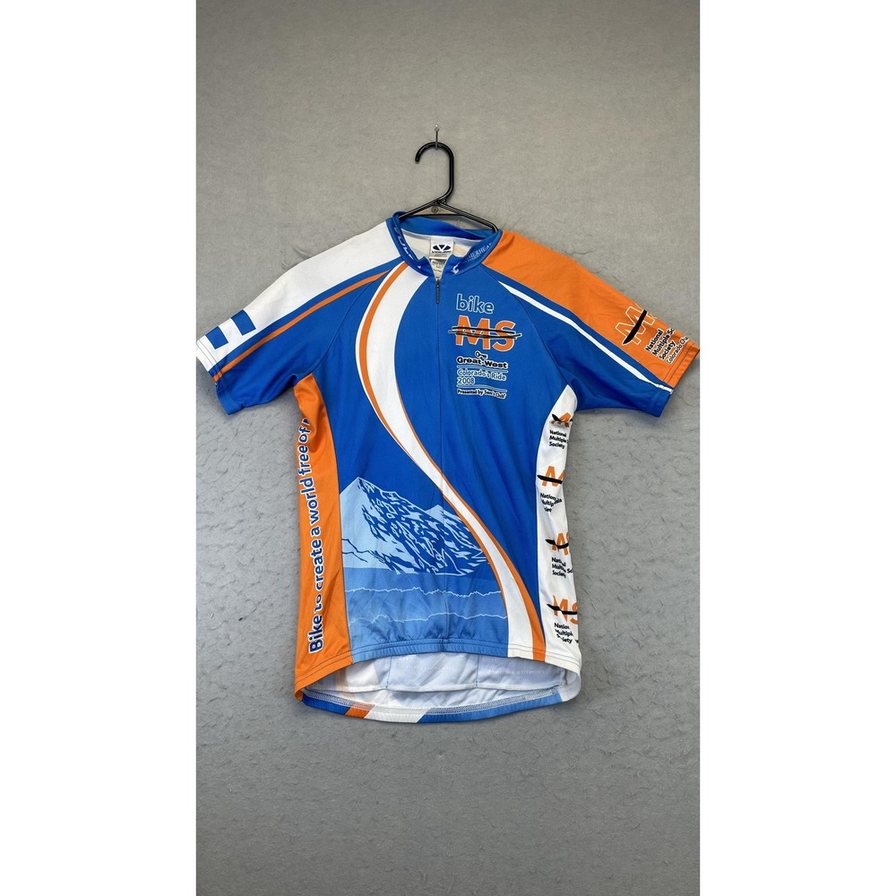 Voler Shirt Mens Small Blue Orange‎ Club Raglan Cycling Jersey Bike MS 2008 USA